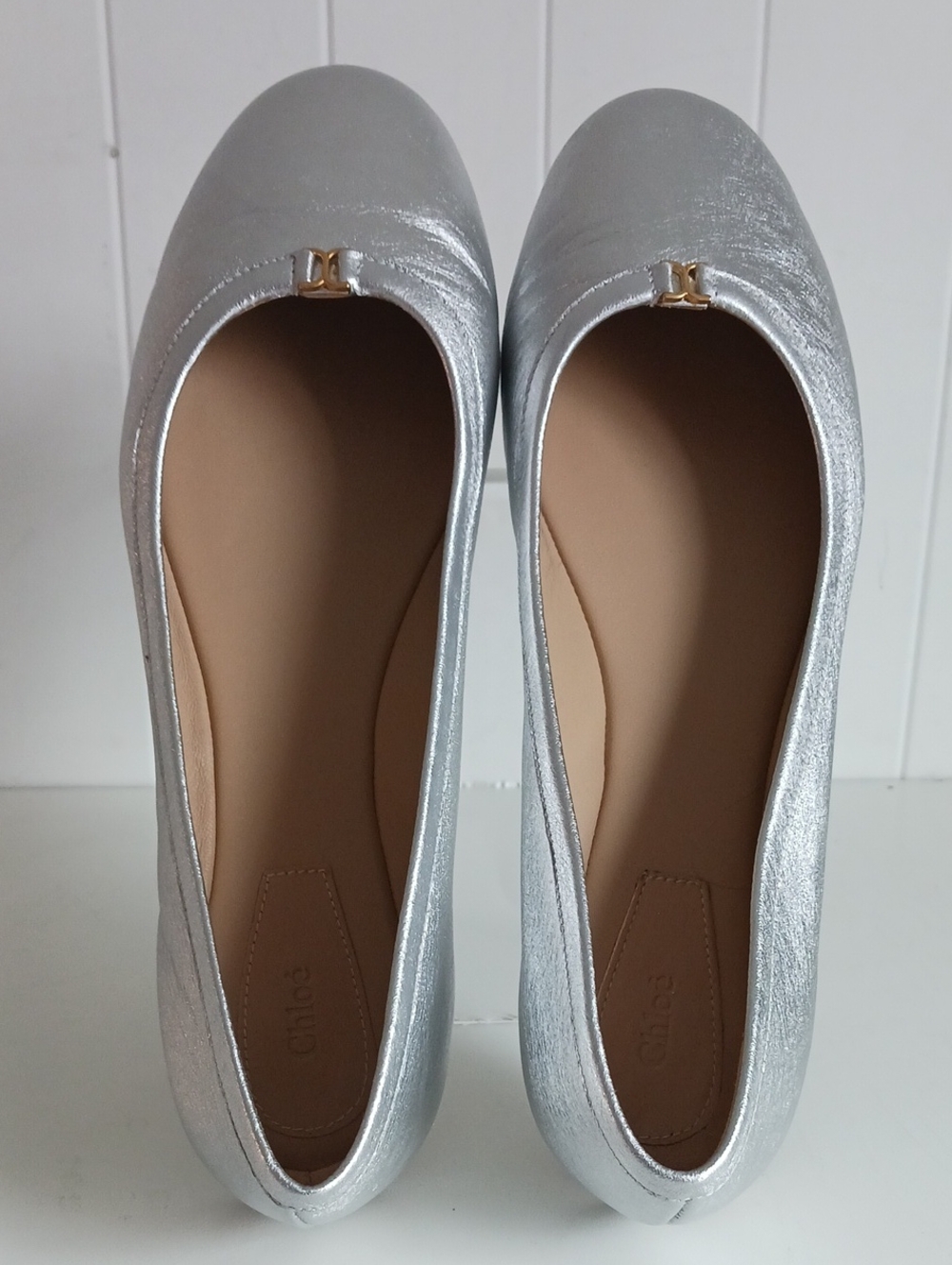 CHLOE NEW SILVER MARCIE BALLERINA FLATS - Picture 2 of 8